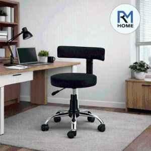 RM HOME Leatherette Low Back Black Office Visitor Chair