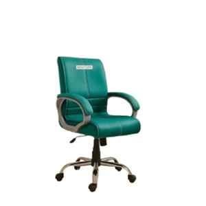Newturn Maxon Leatherette Bisleri Medium Back Office Chair with Heavy Metal Base