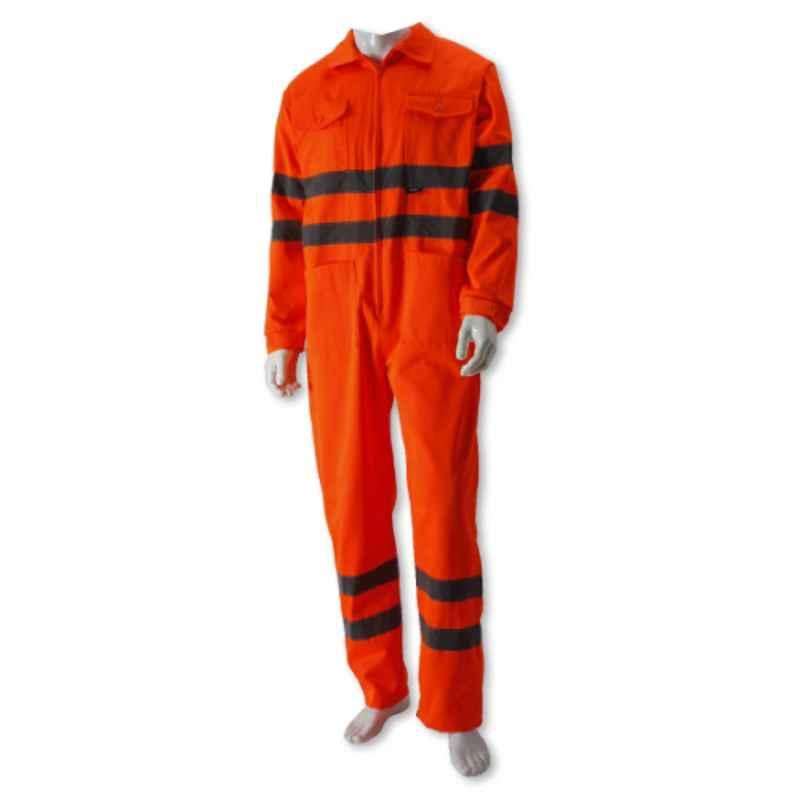 Vizwell Cotton & Polyester Flor Orange Coverall Size: M
