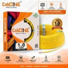 CabONE Lite 1 Sqmm Yellow Single Core FR PVC Insulated CCA Copper Electrical Wire, Length: 45 m