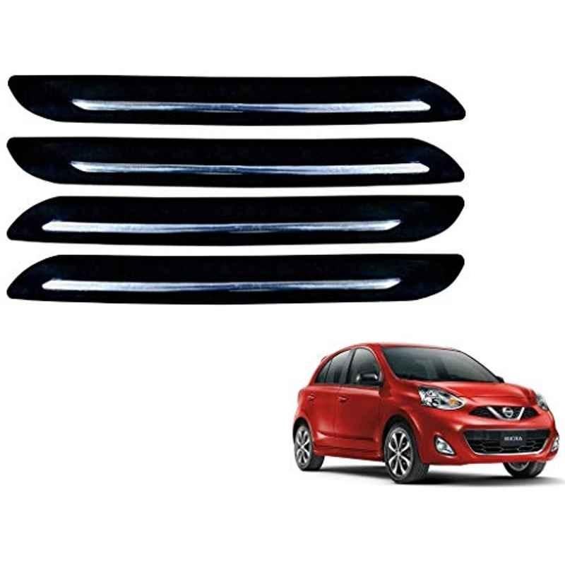 Kozdiko 4 Pcs Single Chrome Bumper Protector Set for Nissan Micra Active