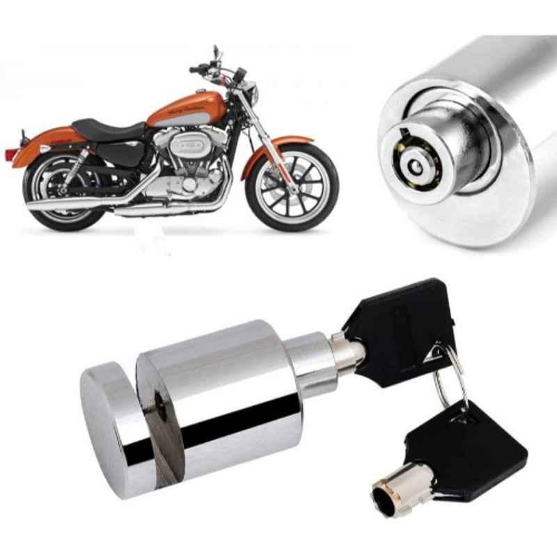Auto Pearl Stainless Steel Silver Heavy Duty Anti Theft Motorcycle Disc Brake Lock, Lock-142