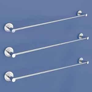 Plantex Stainless Steel Heavy Single Towel Rod/Towel Hanger for Bathroom/Towel Bar/Stand/Bathroom Accessories 24 inch Chrome Finish (Pack of 3)