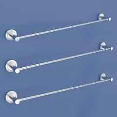 Plantex Stainless Steel Heavy Single Towel Rod/Towel Hanger for Bathroom/Towel Bar/Stand/Bathroom Accessories 24 inch Chrome Finish (Pack of 3)