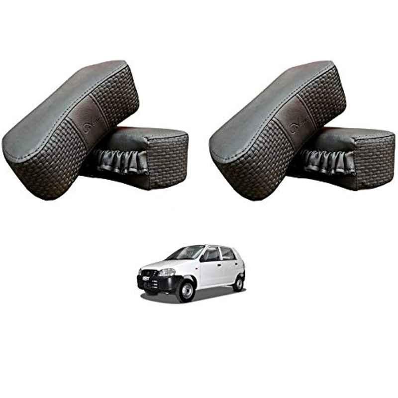 Kozdiko 4 Pcs CV Designer Grey Leatherite Neck Rest Car Cushion Pillow Set for Maruti Suzuki Alto