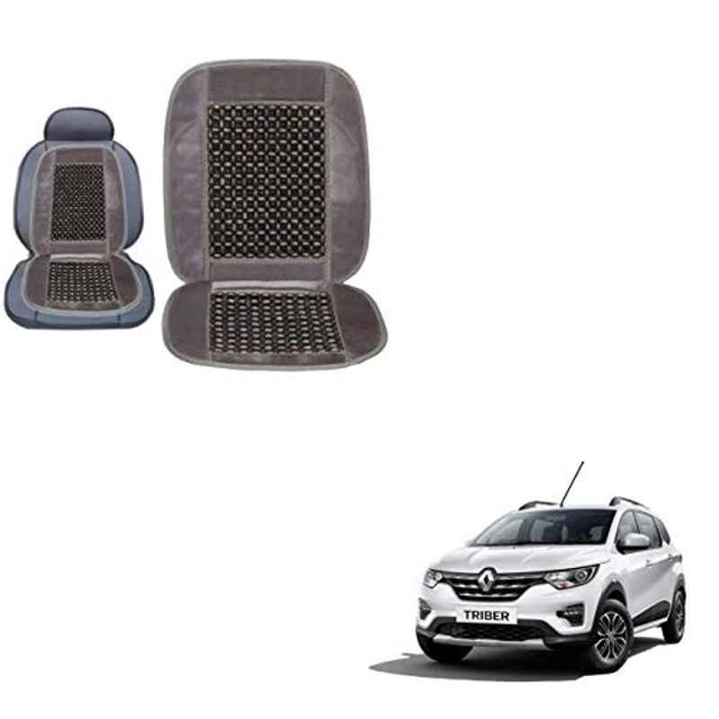 Kozdiko Wooden Bead Seat with Grey Velvet Border for Renault Triber