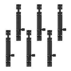 Atom 6 inch Aluminium Black Finish Heavy Duty Joint-Less Tower Bolt, TB002-06 inch-BLK-106 (Pack of 6)