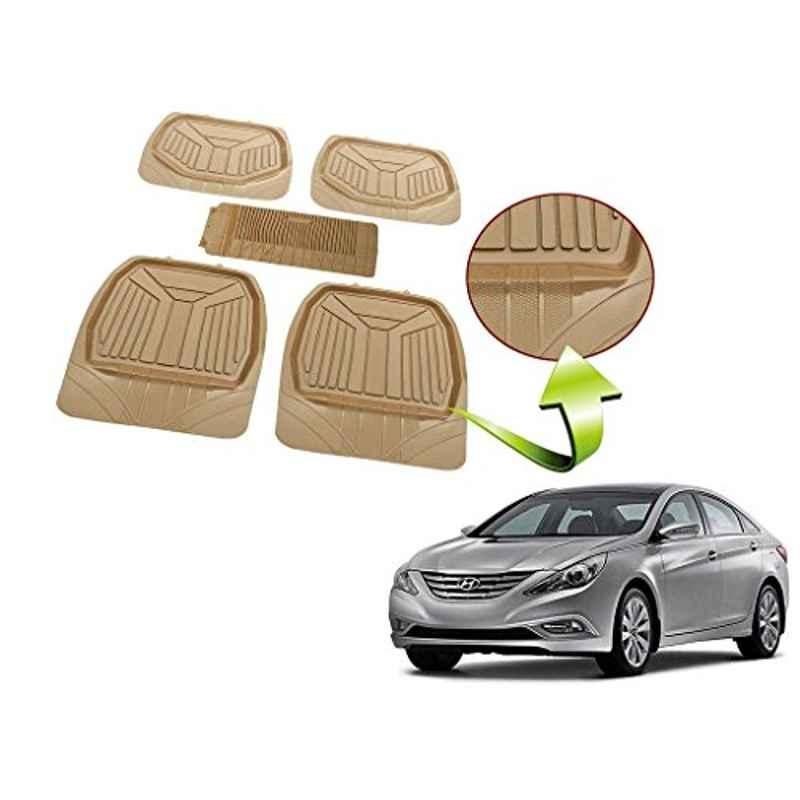 Kozdiko 5 Pcs Rubber Beige 3G Rubber Mat Set for Hyundai Santafe