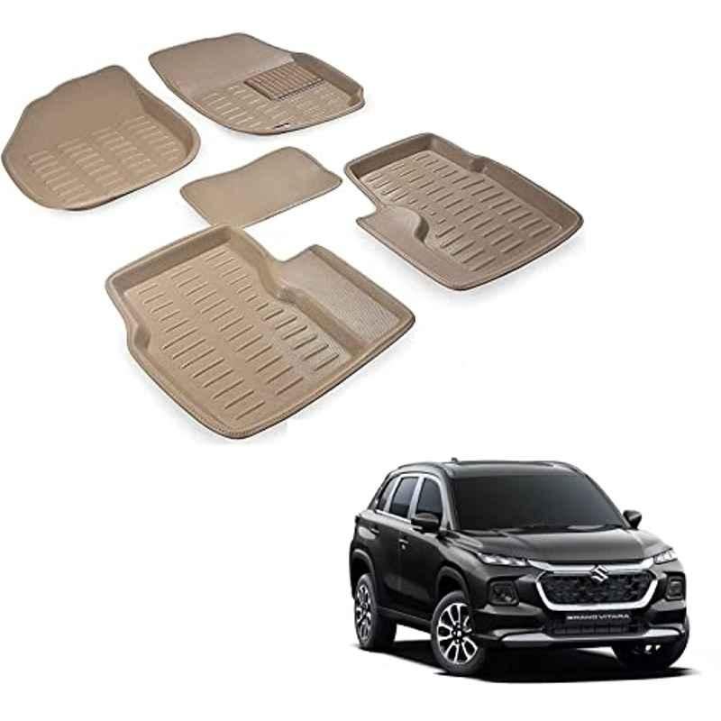 Kozdiko 3D Beige Car Foot Mat Set for Maruti Suzuki Grand Vitara New 2022, MMATUUNG_13