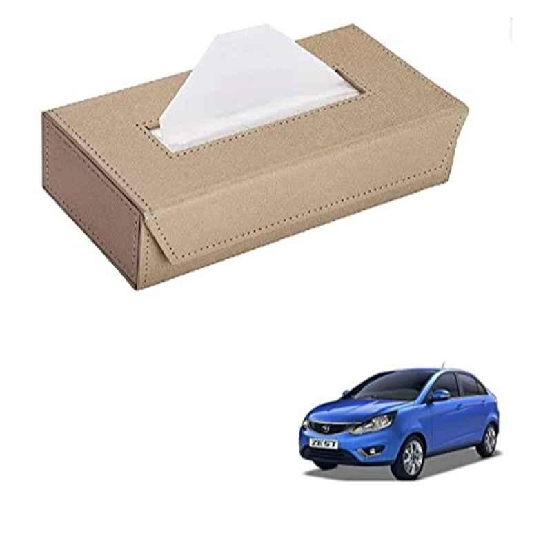 Kozdiko 100 Pulls PU Leather Beige Car Tissue Paper Box with 200 Sheets for Tata Zest