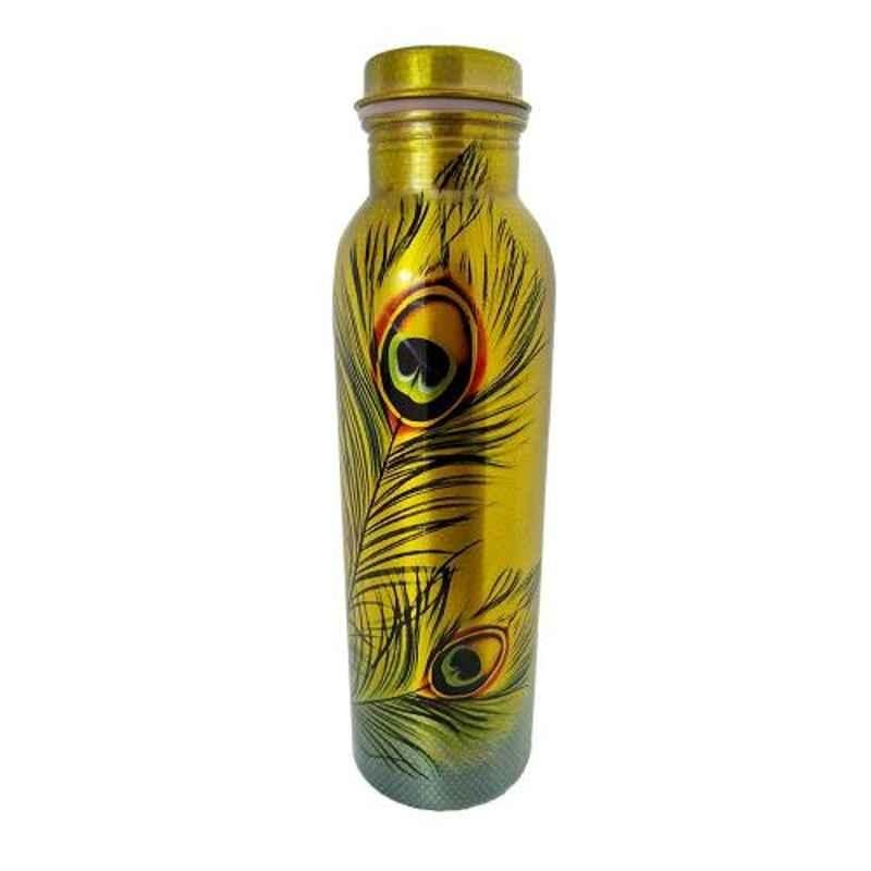 Healthchoice 1000ml Copper Krishnapankh Design Printed Water Bottle