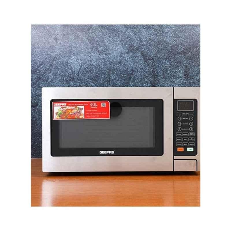 Geepas 30L 1000W Silver & Black Digital Microwave Oven, GMO1897