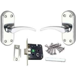 Onjecx 2 Pcs 4 inch Steel Chrome Plated Keyless Mortise Door Handle with Latch Lock Set, BL+S04BCP