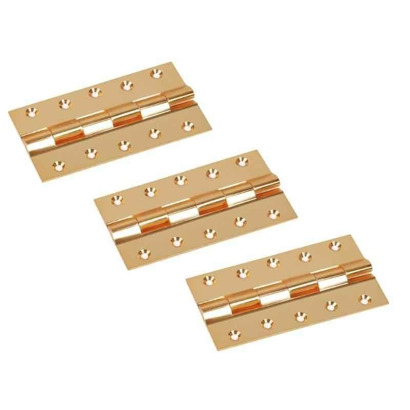 Smart Shophar 6x1.25x2 inch Brass Gold Railway Hinge, SHA10HG-RAIL-GL6X1.25X2-P3 (Pack of 3)