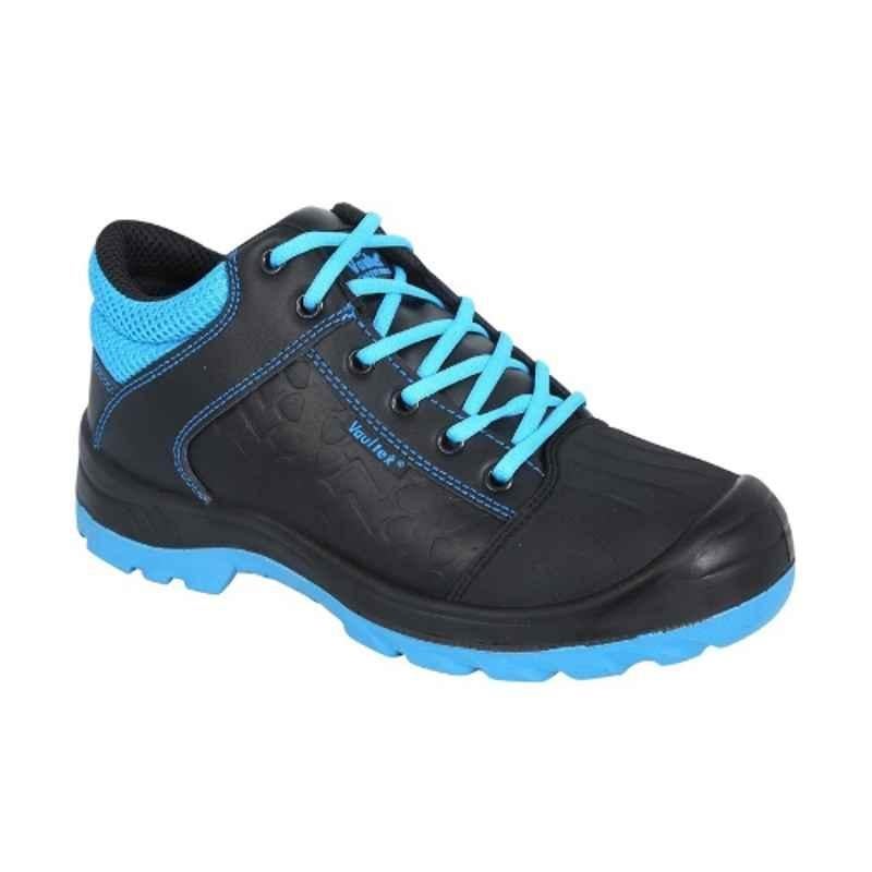 Vaultex BUC Steel Toe Black & Blue Safety Shoes, Size: 40