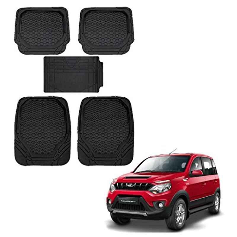 Kozdiko 8855TW 5 Pcs Rubber Black Rubber Car Mat Set for Mahindra Nuvo Sport