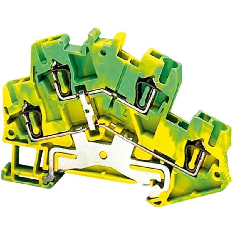 Schneider Linergy TR 78mm Green & Yellow Protective Earth Spring Terminal Block, NSYTRR24DPE (Set of 50)