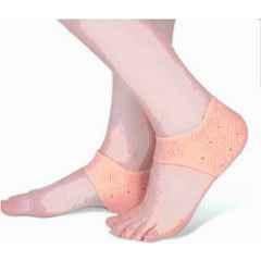 Matrica Silicone Gel White Heel Support Sleeves Socks for Cracked Foot, Size: Free