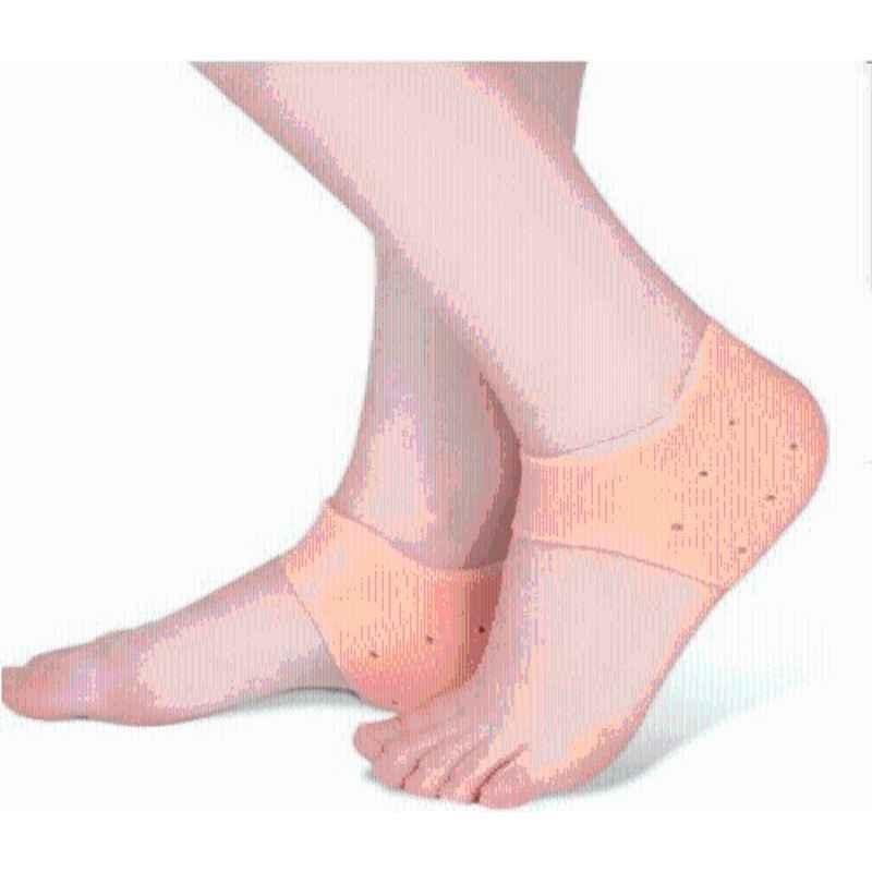 Matrica Silicone Gel White Heel Support Sleeves Socks for Cracked Foot, Size: Free