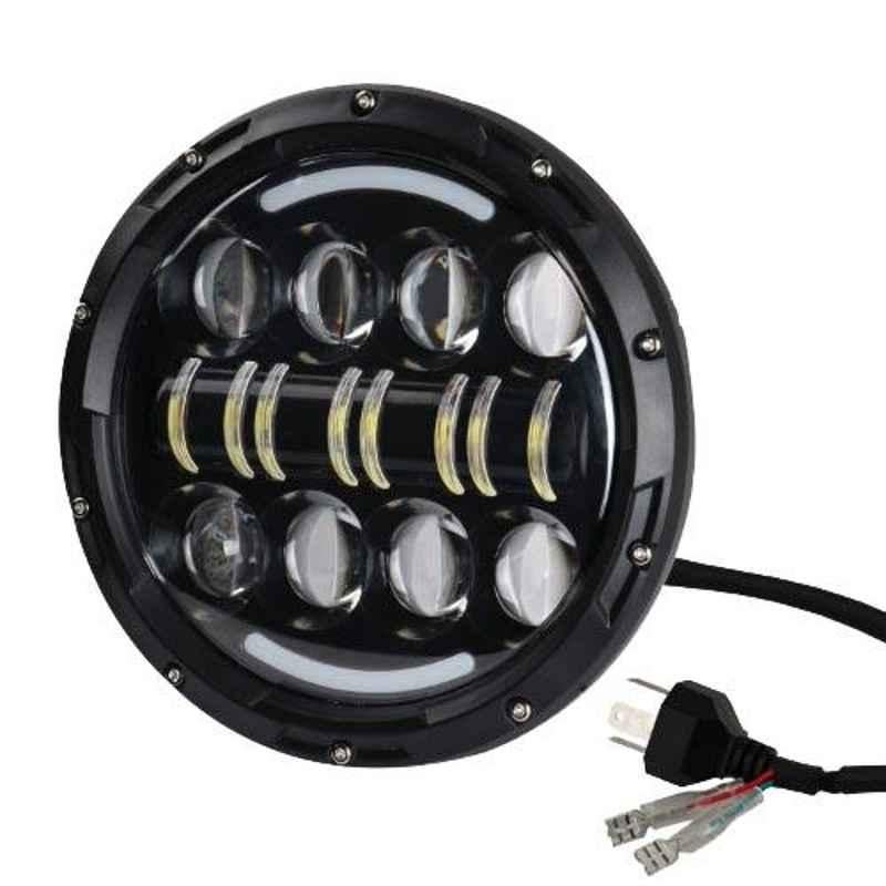 Love4ride 7 inch White & Yellow Round Projector LED Headlight for Jeep Wrangler & Harley Bike