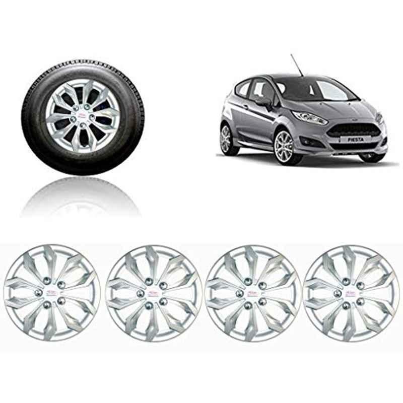 Auto Pearl 4 Pcs 14 inch ABS Silver Car Wheel Cover Set for Ford Fiesta New
