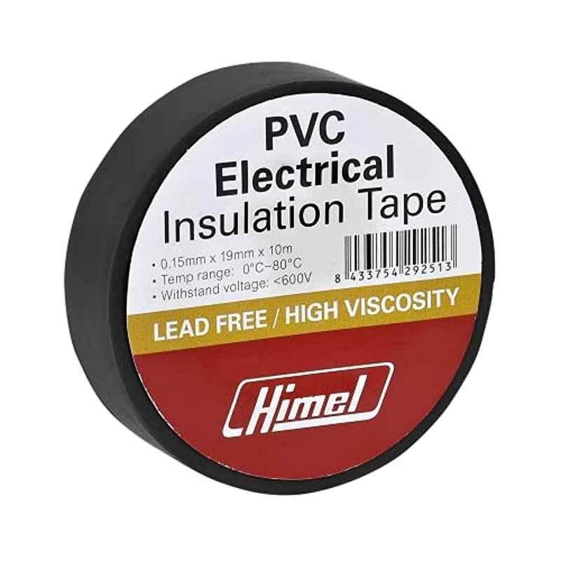 Himel 0.15x19mm Black Electrical Insulation Tape (Pack of 10)