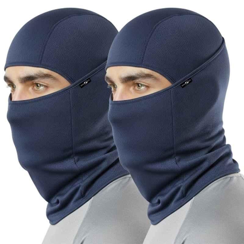 Kingsway Cool Pass Honey Comb Pattern Rice Knit Navy Blue Balaclava Face Mask for Bikers (Pack of 2)