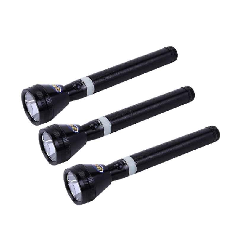 Geepas 265mm Aluminium Rechargeable LED Flashlight, GFL51026 (Pack of 3)