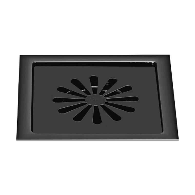 Sanjay Chilly TOF-SE-UB-153 6 inch Stainless Steel 304 Ultra Black Square Trap Floor Drain, SC99000258