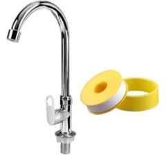 IRIS Swift Stainless Steel Chrome Finish Swan Neck Pillar Tap with Teflon Tape