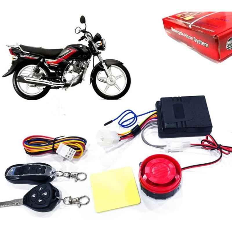 Auto Pearl 12V Black Two-Way Anti Theft Motorcycle Alarm Kit with 2 Pcs Remote for Heat