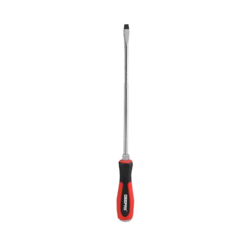 Geepas 250mm Chromium Vanadium Steel Red & Black Slotted Screwdriver, GT59220