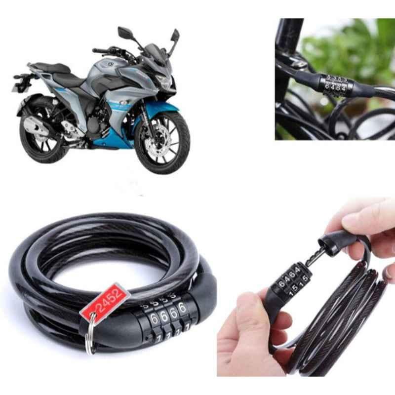 Auto Pearl PVC & Plastic Black Combination Cable Lock for Fazer-250 BS6