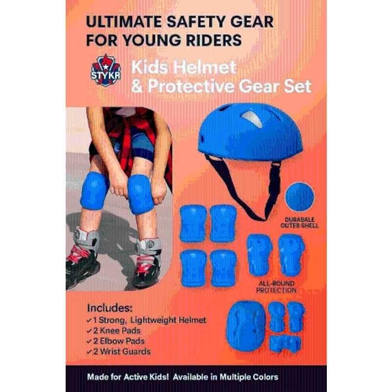 STYRKR Plastic & EVA Foam Royal Protective Guard Cycling Set 7-in-1 Medium Size 11-15 Year Cycling Helmet Kit Cycling Kit