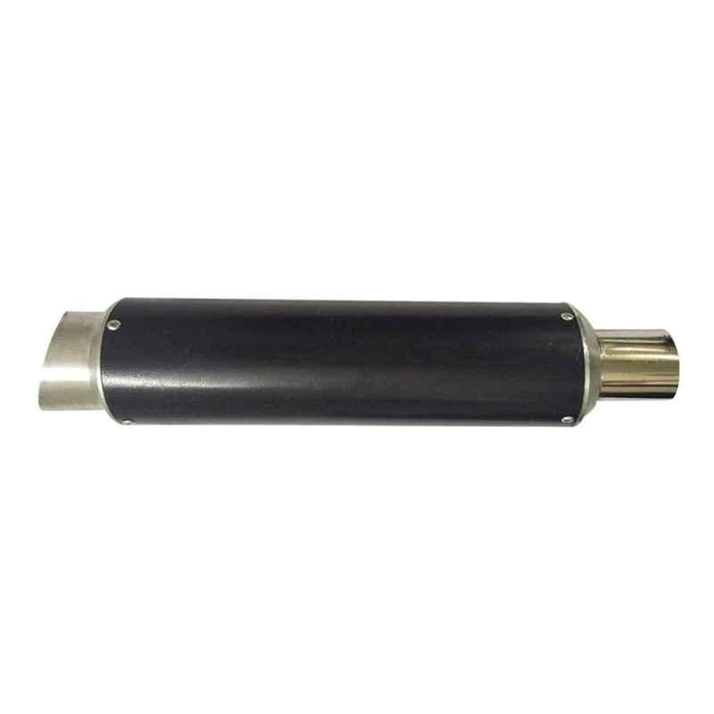 RA Accessories Black Silver Cap Slip On Silencer Exhaust for Bajaj Caliber