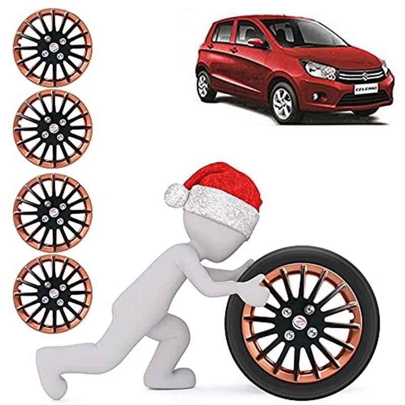 Auto Pearl 4 Pcs 14 inch ABS Copper & Black Car Wheel Cover Set for Maruti Suzuki Celerio VXI