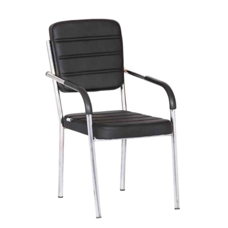 Da URBAN Acton Black Leatherette Heavy Duty Metal Frame Visitor Chair with Arms