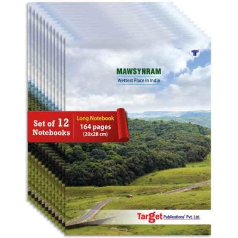 Target Publications India Series Mawsynram Regular 164 Pages Multicolour Ruled Long Notebook (Pack of 12)