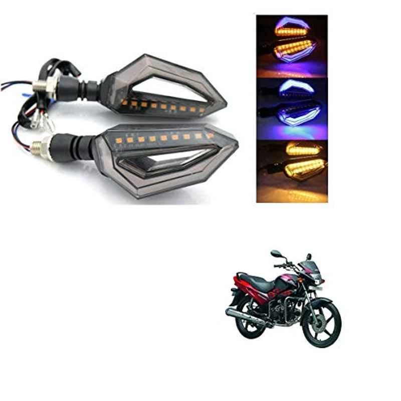 Kozdiko 4 Pcs Bike D Shaped 9 LED Front & Rear Side Turn Signal Indicator Light Set for Hero Glamour
