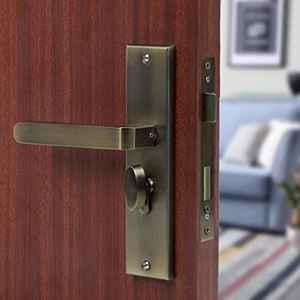 Saze 8 inch Stainless Steel Antique Brass Finish Cylindrical Plate One Side Key Mortise Door Lock Handle Set with 3 Keys, LB-303