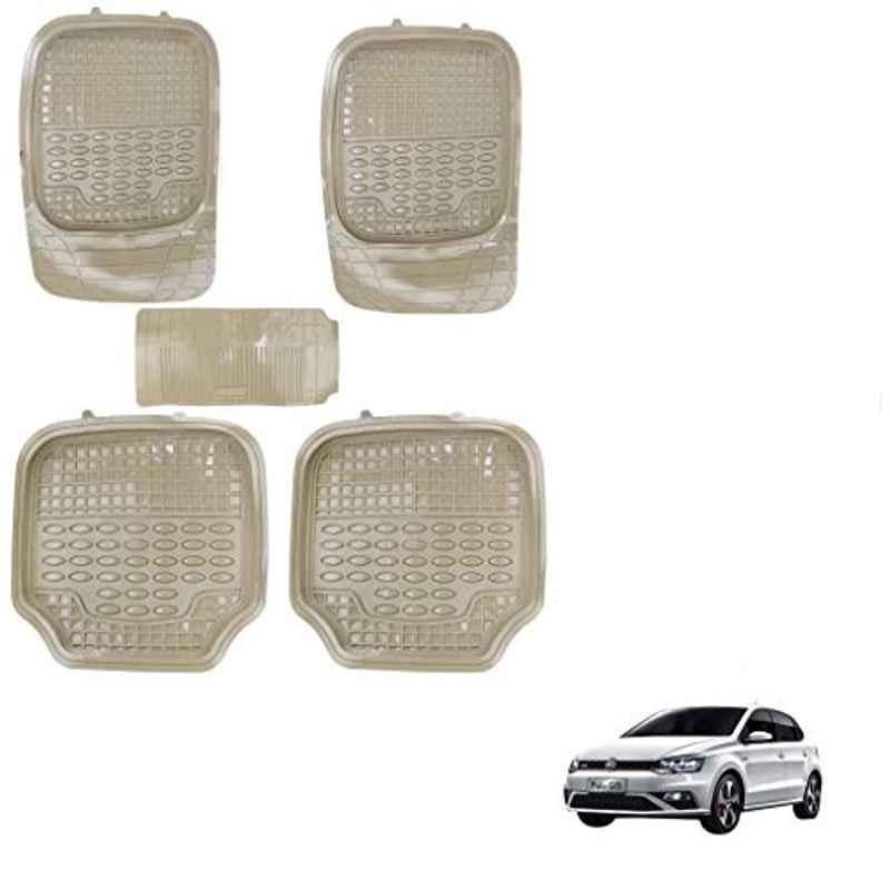 Kozdiko 5 Pcs 4G Beige Rubber & PVC Heavy Car Foot Mat Set for Volkswagen Polo GTI, koz_81110