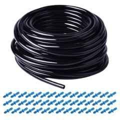 Kamal Agrotech 6x4mm 46m Plastic Black & Blue Feeder Pipe & 100 Connector For Drip Irrigation
