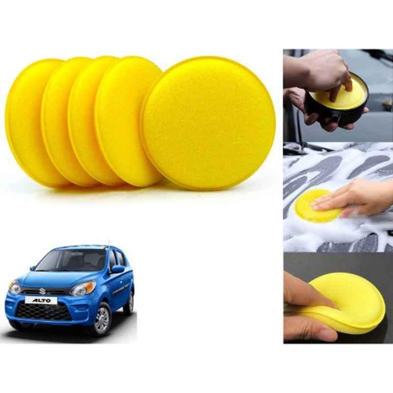 Auto Pearl Polyurethane Beige Washing & Waxing Polish Foam Sponge for Alto800 2020 (Pack of 5)