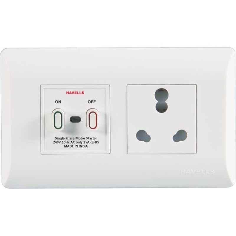 Havells Coral 25A Polycarbonate Pure White Power Unit, AHLO252504