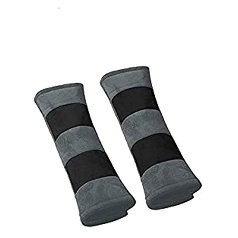 Kozdiko 2 Pcs Valvet Grey & Black Seat Belt Cushion Pillow Set for Mahindra Marazzo