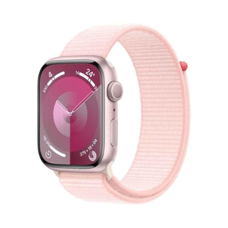 Apple 9 41mm Pink Aluminium Case GPS & Cellular Smart Watch with Light Pink Sport Loop, MR953QA/A
