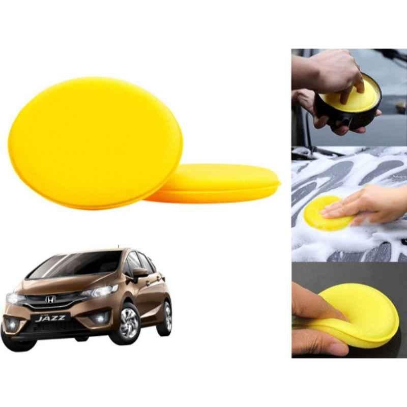 Auto Pearl Polyurethane Beige Washing & Waxing Polish Foam Sponge for Jazz 2015 S V (Pack of 2)