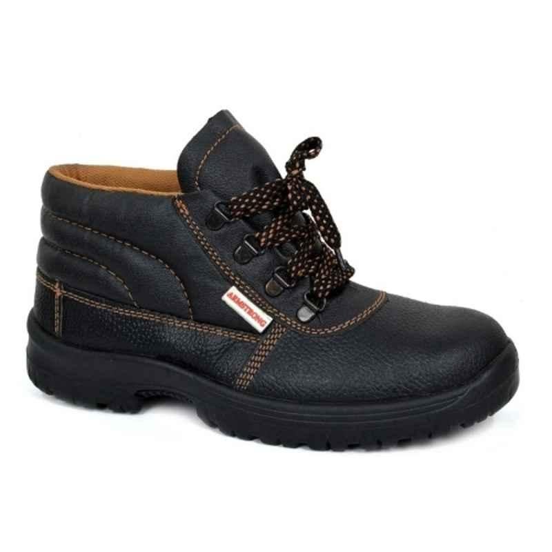 Armstrong SPF Leather Black Safety Shoes, Size: 38