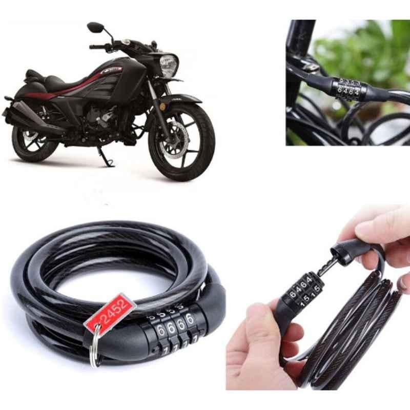 Auto Pearl PVC & Plastic Black Combination Cable Lock for Intruder BS6