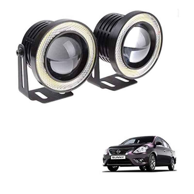Kozdiko 2 Pcs 15W 3.5 inch High Power White LED Projector COB Fog Light Set with White Angel Eye Ring for Nissan Sunny, koz_89323